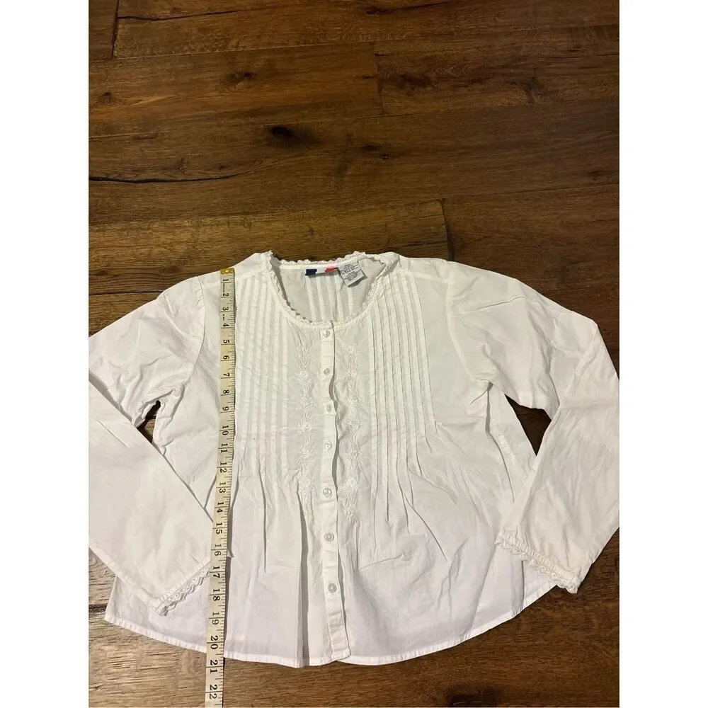 French Cuff M white shirt feminine cottage core button down
